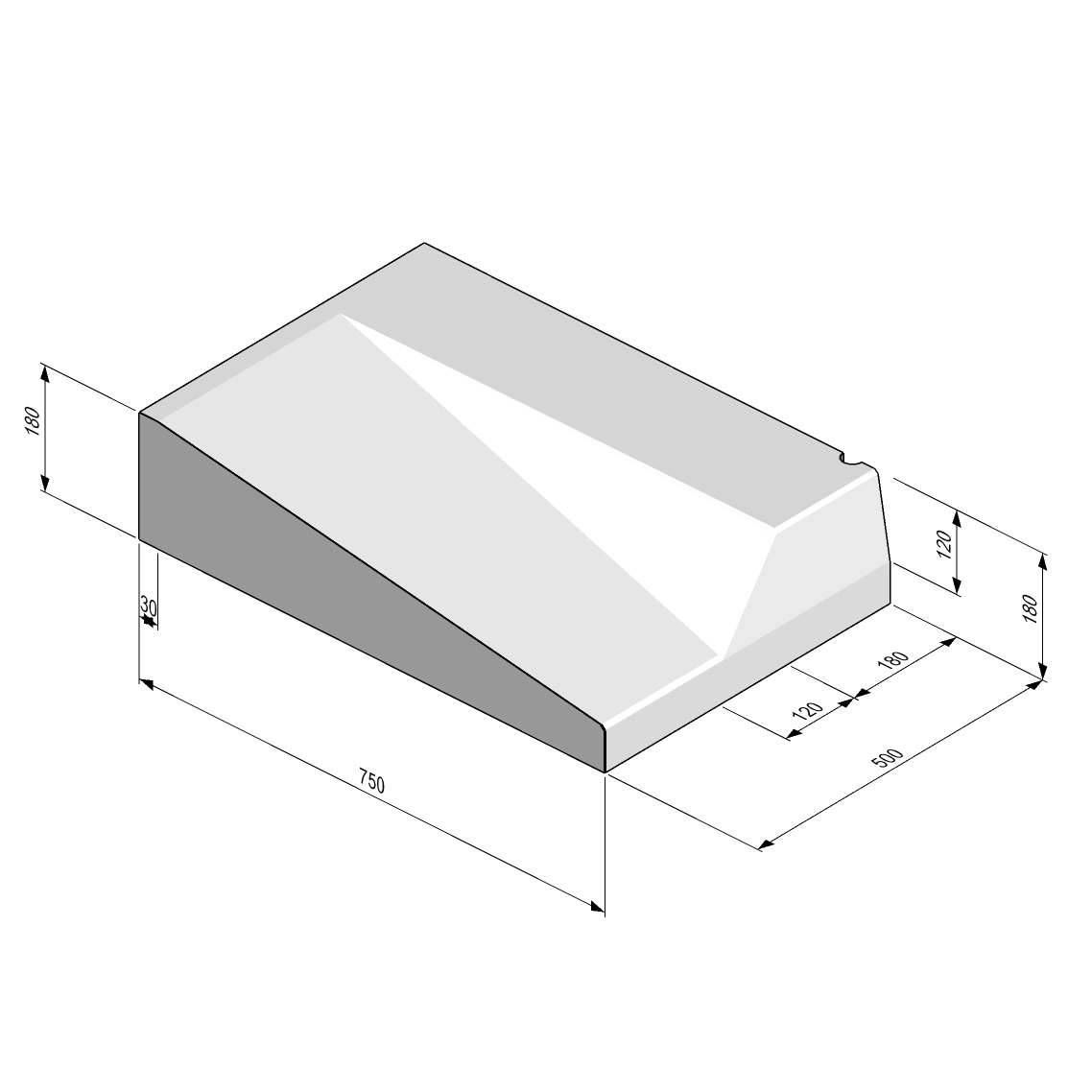 Right Hand Drop Kerb 750x180 Entry Kerb Sloped Hardscape