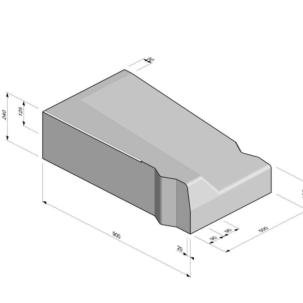 Entry Kerb | Half-battered | Transition | 900x240 / 135 | Left Hand