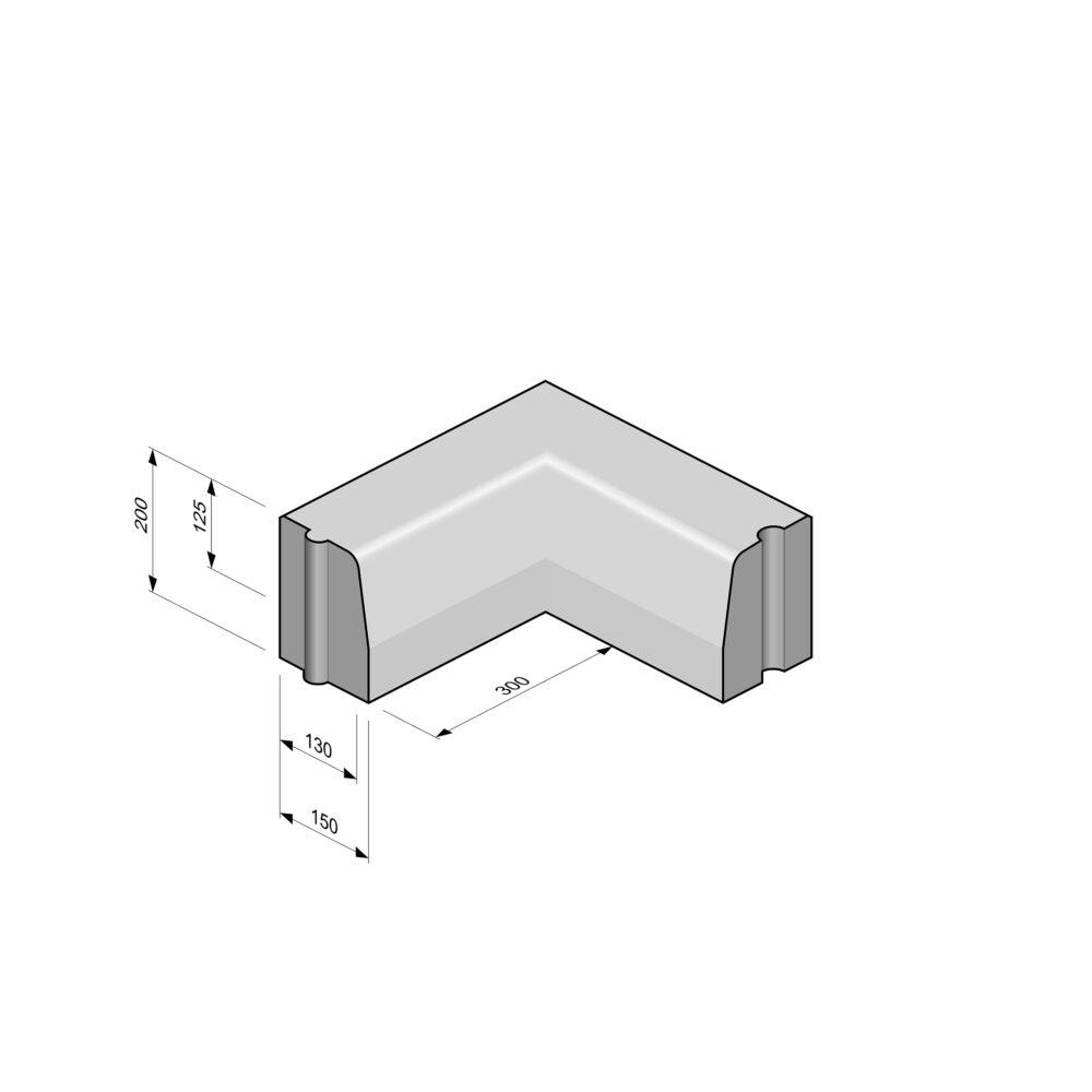 Highway Kerb | Half-battered | Return Internal | 150x200 | 90°