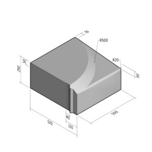 Cycle 520x250 | L-500 | Entry Kerb | Left | Splay | HD