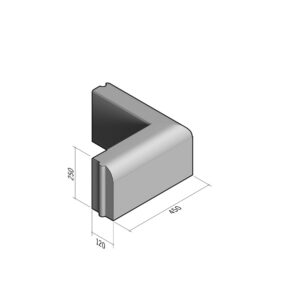 Edging 120x250 | L-450 | Return Corner External | 90° | Rounded | HD
