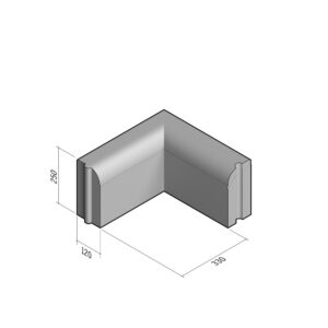 Edging 120x250 | L-330 | Return Corner Internal | 90° | Rounded | HD