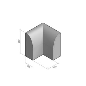 Edging 150x400 | L-200 | Return Corner Internal | 90° | Rounded | SQ