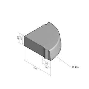 Highway 130-150x160 | Return Radial External | 90° | 0.45m | Half-Battered | VB