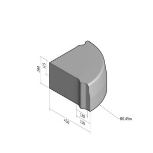 Highway 130-150x250 | Return Radial External | 90° | 0.45m | Half-Battered | VB