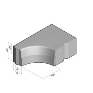 Highway 130-150x250 | Return Radial Internal to 380-400x250 | 90° | 0.3m | Half-Battered | VB