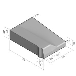 Highway 750x180 | L-500 | Entry Kerb | Left | Half-Battered | VBSQ