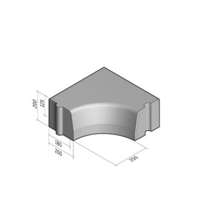 Highway 180-200x200 | Return Radial Internal | 90° | 0.25m | Half-Battered | HD