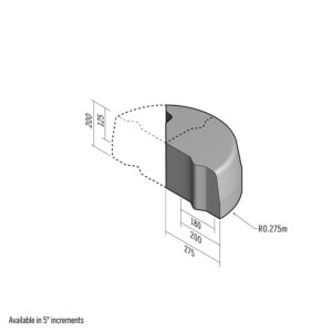 Highway 180-200x200 | Return Point | 90-180° | 0.275m | Half-Battered | VB