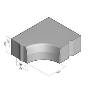 Highway 180-200x250 | Return Radial Internal to 380-400x250 | 90° | 0.3m | Half-Battered | VB
