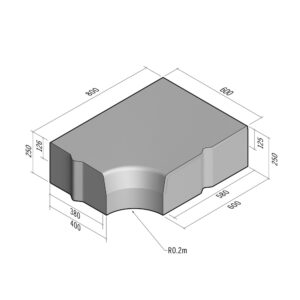 Highway 380-400x250 | Return Radial Internal to 580-600x250 | 90° | 0.2m | Half-Battered | VB