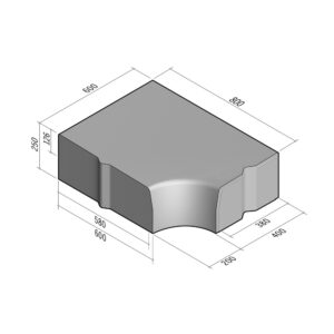 Highway 580-600x250 | Return Radial Internal to 280-400x250 | 90° | 0.2m | Half-Battered | VB
