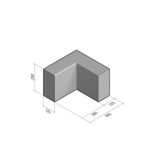 Bullnose BN2 125x255 | L-305 | Return Corner Internal | 90° | SQ
