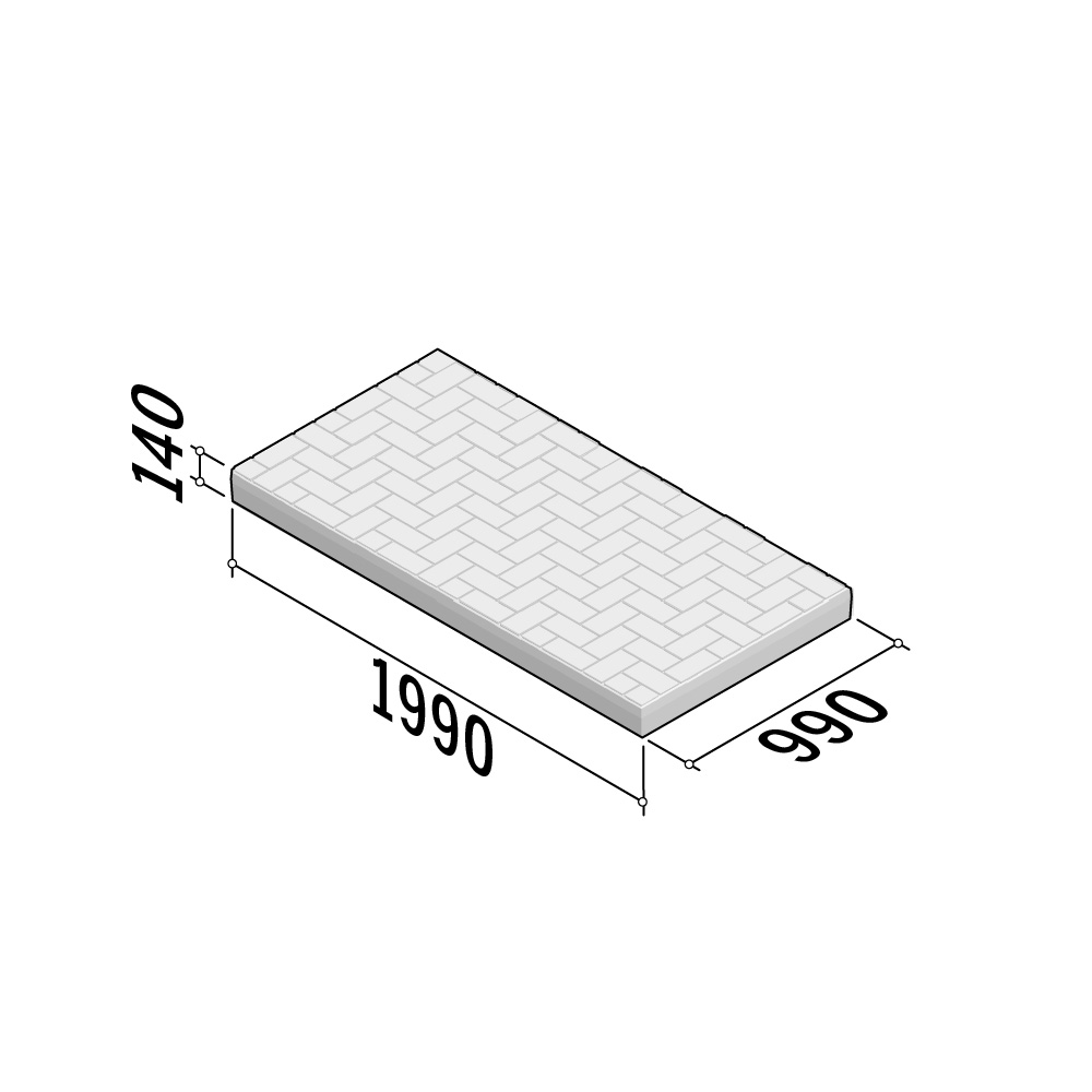 Double XL Standard | Herringbone Block Pattern Reinforced | 1990x990x140