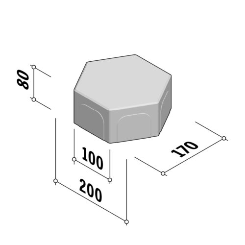 Hexagonal | 200x170 | 80mm Thick