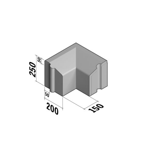 Cycle 50-200x250 | 50-200x250 | Return Corner | L-150 | Internal | 90° | Splay | HD