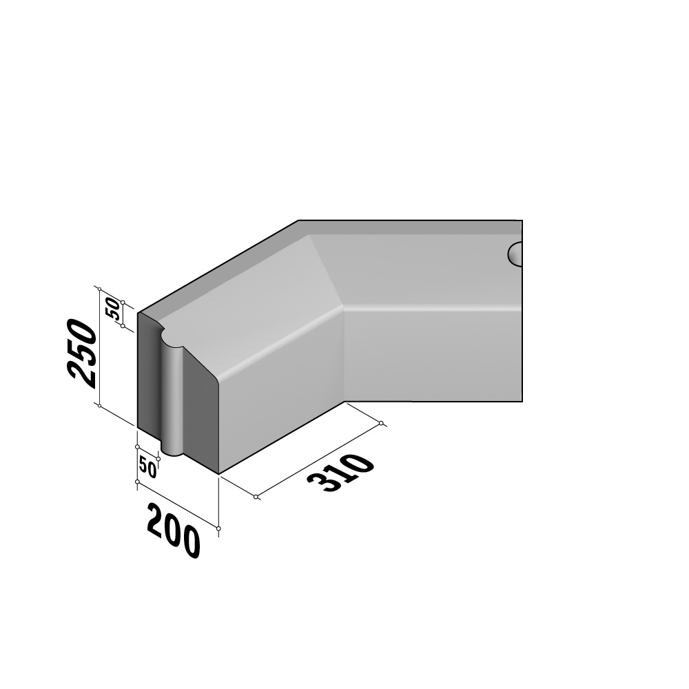 Cycle 50-200x250 | 50-200x250 | Return Corner | L-310 | Internal | 135° | Splay | HD
