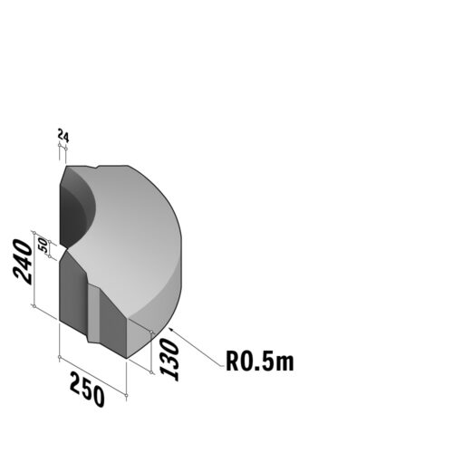 Access 250-130x240 | 250-130x240 | Radius | L-785 | External | 0.5m | Splay | VB