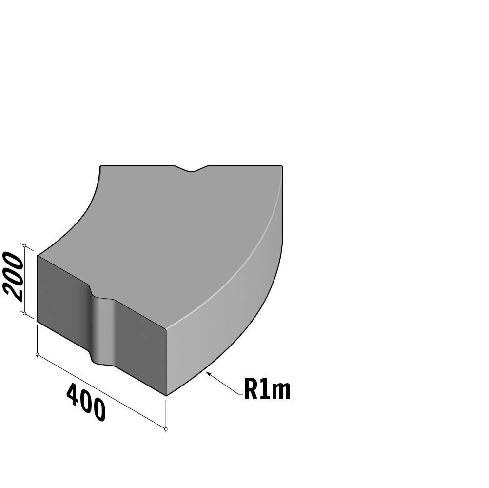 Boundary 400 | 400x200 | Radius | L-785 | External | 1m | Flat | VB