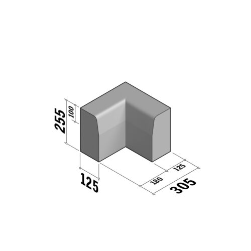 HB2 | Return Corner Internal | 125x255xL305 | 90° | SQ
