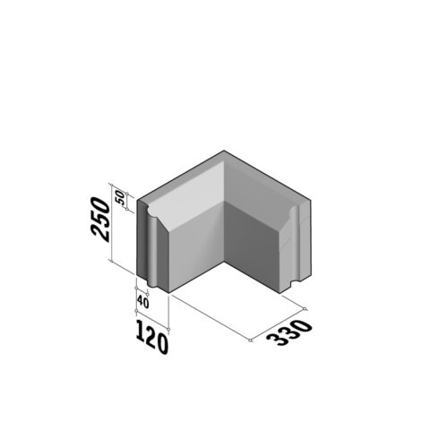 Cycle 40-120x250 | 40-120x250 | Return Corner | L-330 | Internal | 90° | Splay | HD