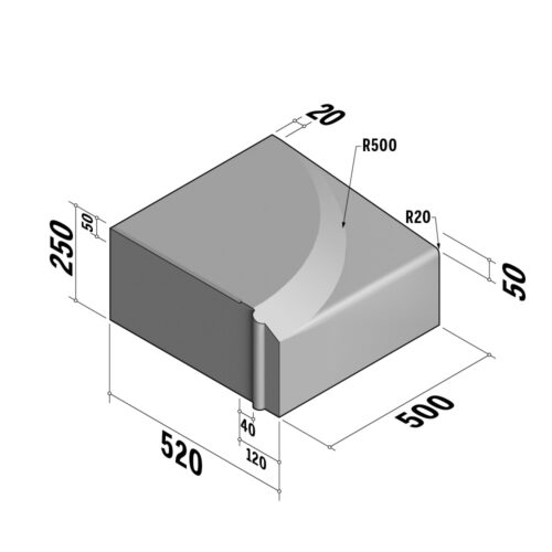 Cycle 40-120x250 Entry | 520x250 | Entry Kerb | L-500 | Left | Splay | HDSQ