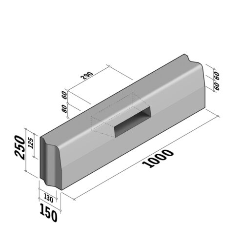 Drainage Slot  | Slot 130-150x250 | Straight | L-1000 | Half-Battered | VB
