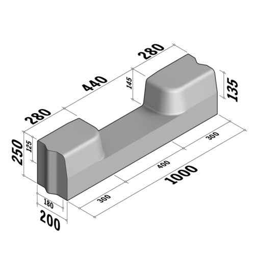 Drainage Gap  | Gap 180-200x250 | Straight | L-1000 | Half-Battered | VB