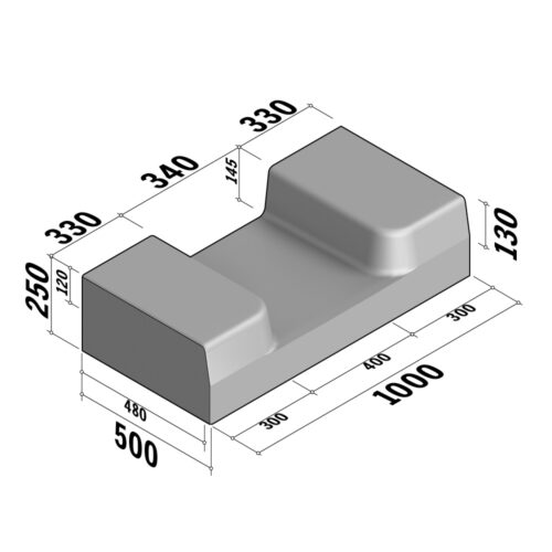 Drainage Gap  | Gap 480-500x250 | Straight | L-1000 | Half-Battered | SQ