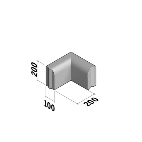 Edging 100 | 100x200 | Return Corner | L-200 | Internal | 90° | Rounded | VB