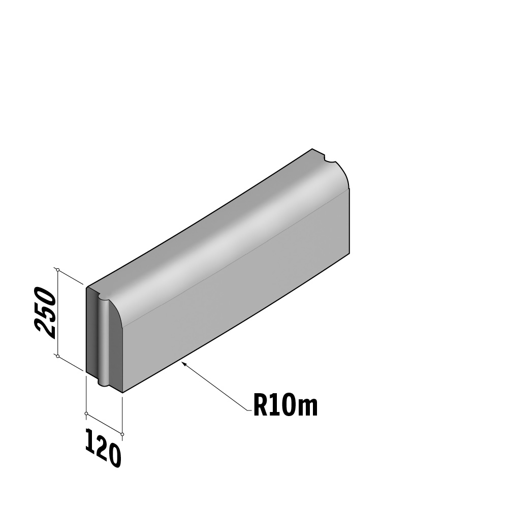 Edging 120 | 120x250 | Radius | L-785 | External | 10m | Rounded | HD