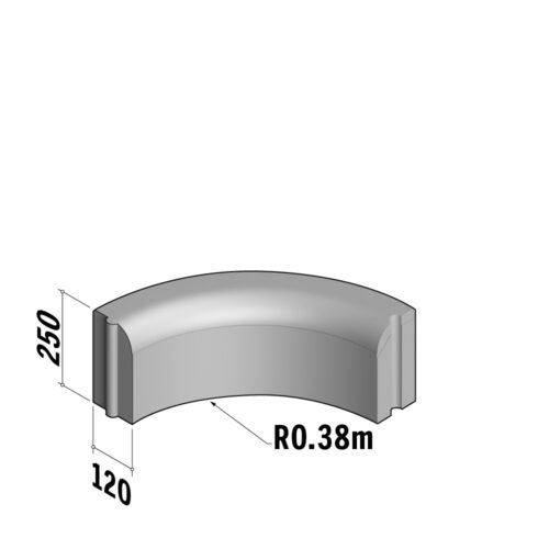 Edging 120 | 120x250 | Radius | L-600 | Internal | 0.38m | Rounded | HD