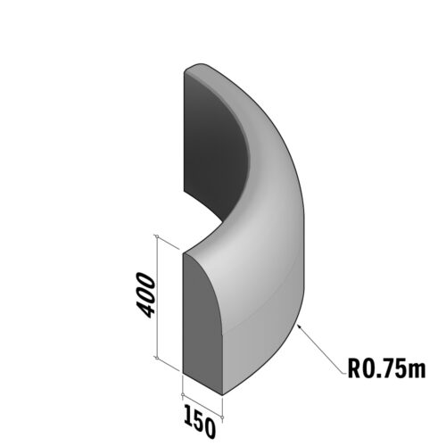 Edging 150 | 150x400 | Radius | L-1180 | External | 0.75m | Rounded | SQ