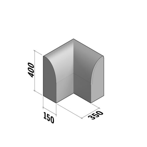 Edging 150 | 150x400 | Return Corner | L-200 | Internal | 90° | Rounded | SQ