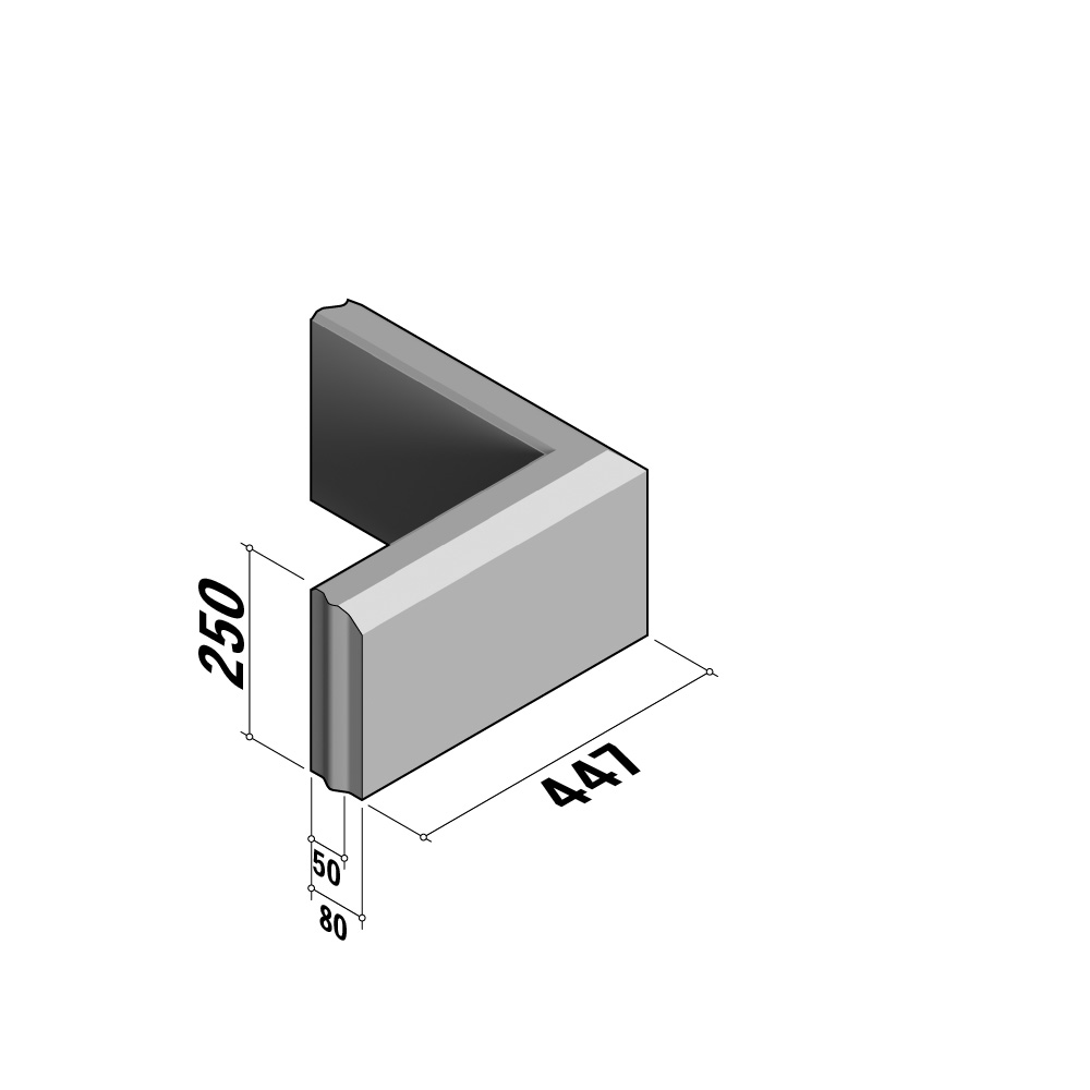 Edging 50-80x250 | 50-80x250 | Return Corner | L-447 | External | 90 ...