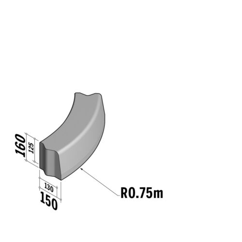 Highway 130-150x160 VB | 130-150x160 VB | Radius | L-590 | External | 0.75m | Half-Battered | VB