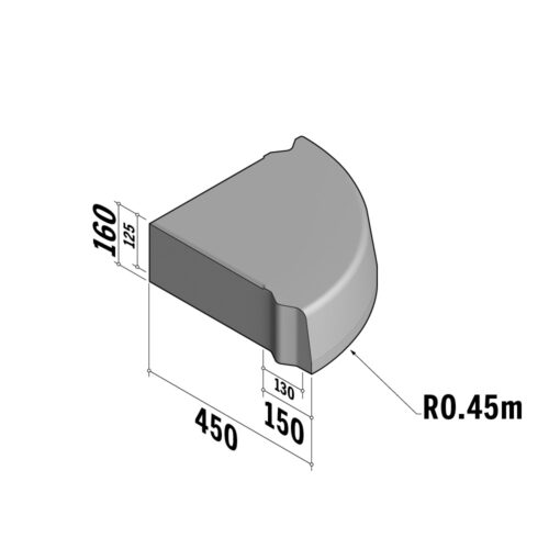 Highway 130-150x160 VB | 130-150x160 VB | Return Radial | External | 90° | 0.45m | Half-Battered | VB