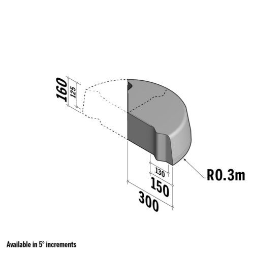 Highway 130-150x160 VB | 130-150x160 VB | Return Point | 100° | 0.3m | Half-Battered | VB