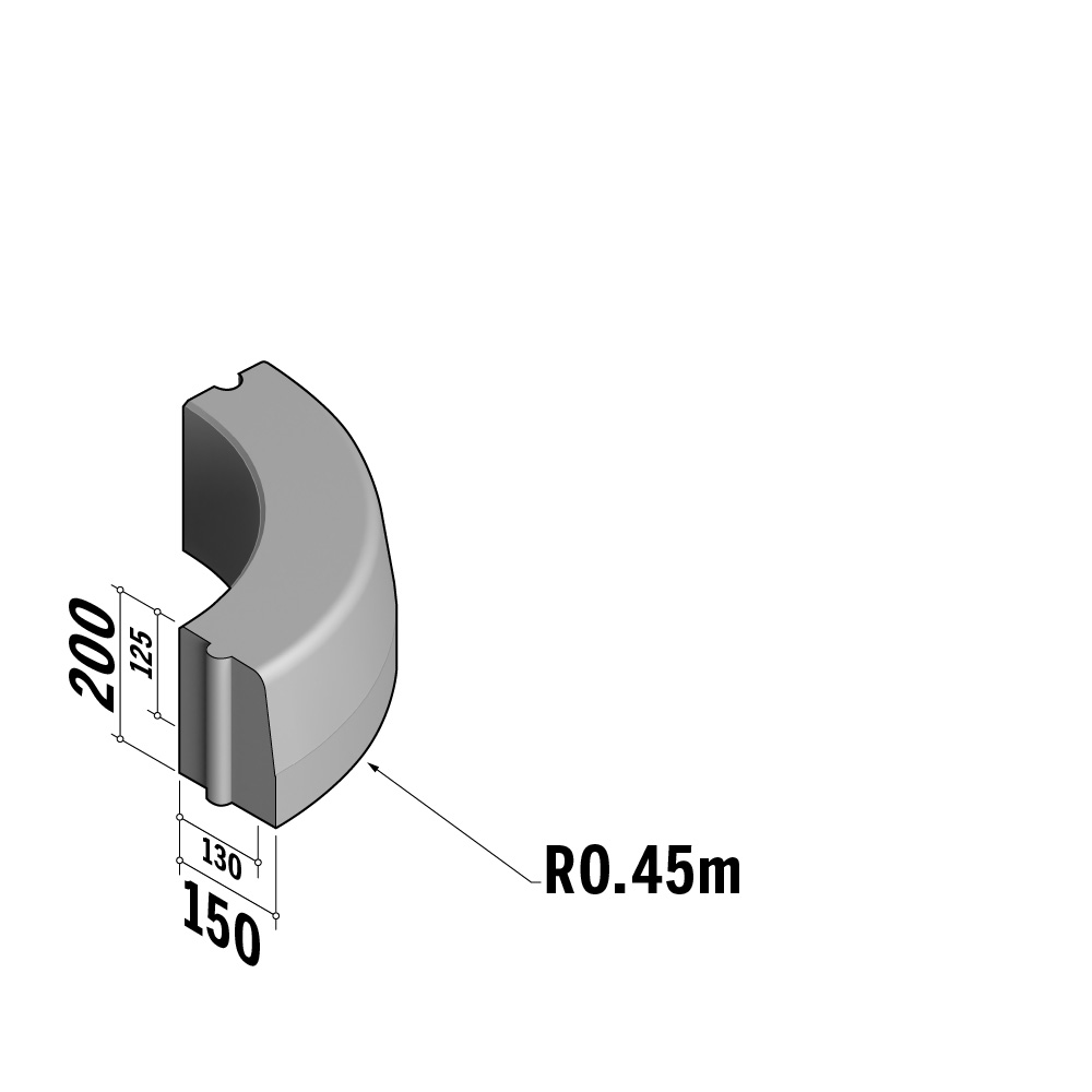 Highway 130-150x200 HD | 130-150x200 HD | Radius | L-700 | External | 0.45m | Half-Battered | HD