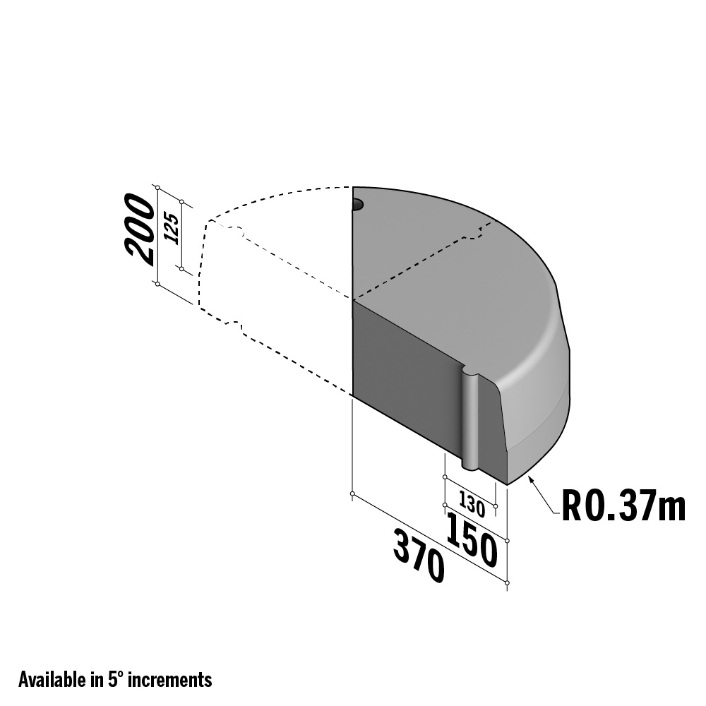 Highway 130-150x200 HD | 130-150x200 HD | Return Point | 90° | 0.37m | Half-Battered | HD