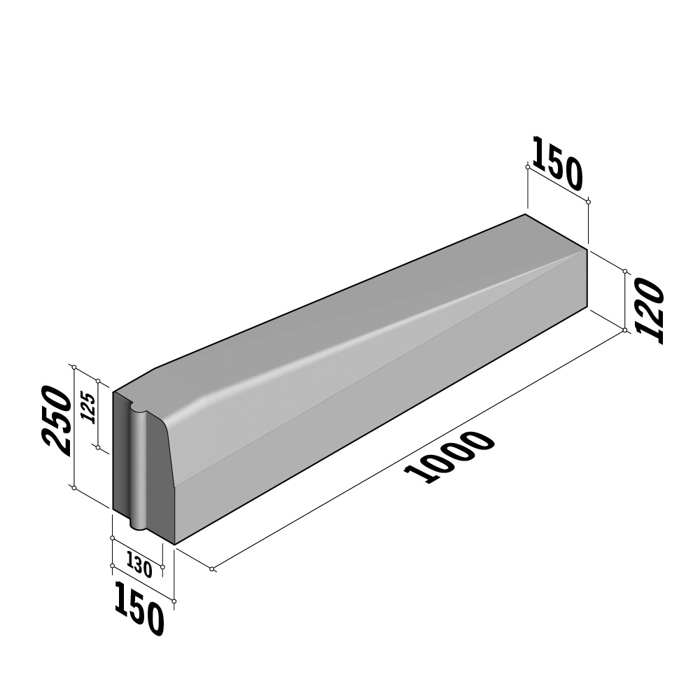 Highway 130-150x250 HD | 130-150x250 HD | End Transition | to 150x120 | L-1000 | Right | Half-Battered | HD