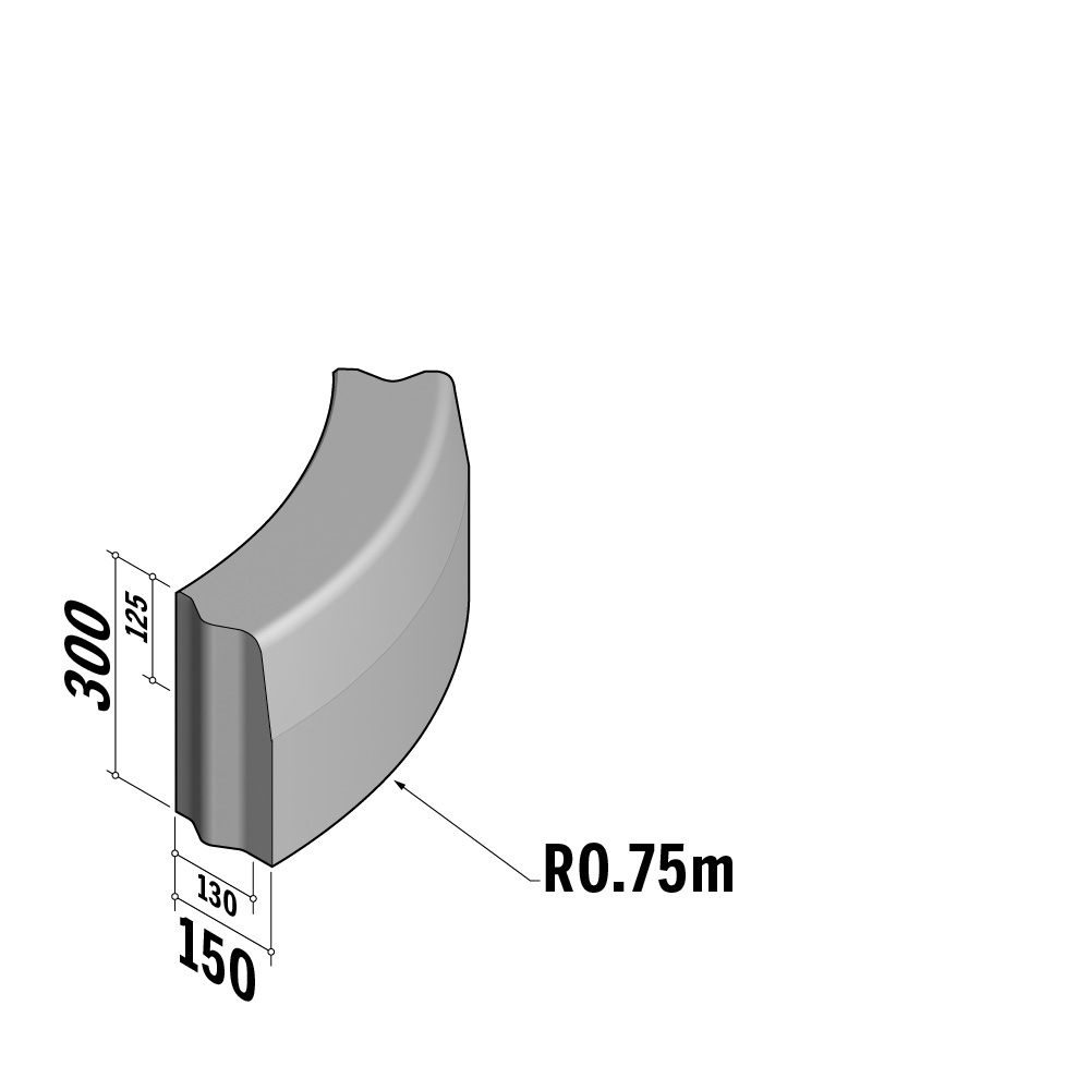 Highway 130-150x300 VB | 130-150x300 VB | Radius | L-590 | External | 0.75m | Half-Battered | VB