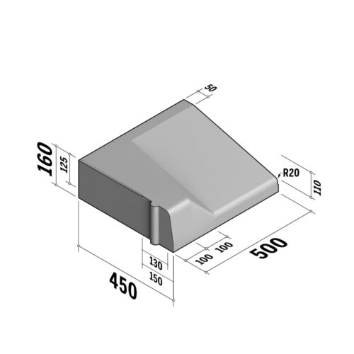 Highway 130-150 Entry | 450x160 | Entry Kerb | L-500 | Left | Half-Battered | HDSQ