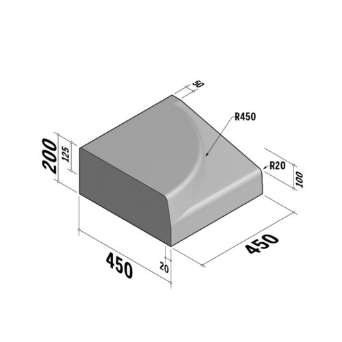 Highway 130-150 Entry | 450x200 | Entry Kerb | L-450 | Left | Half-Battered | SQ