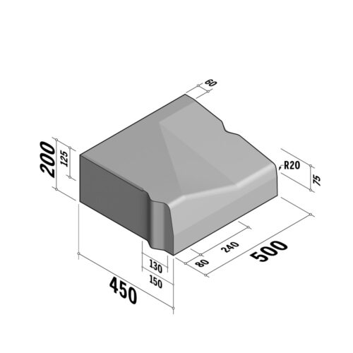 Highway 130-150 Entry | 450x200 | Entry Kerb | L-500 | Left | Half-Battered | VB