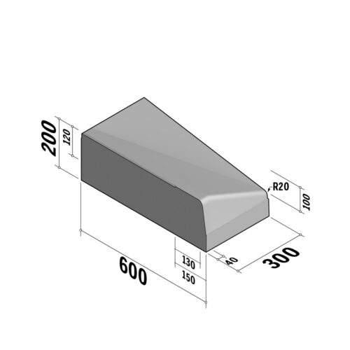 Highway 130-150 Entry | 600x200 | Entry Kerb | L-300 | Left | Half-Battered | SQ