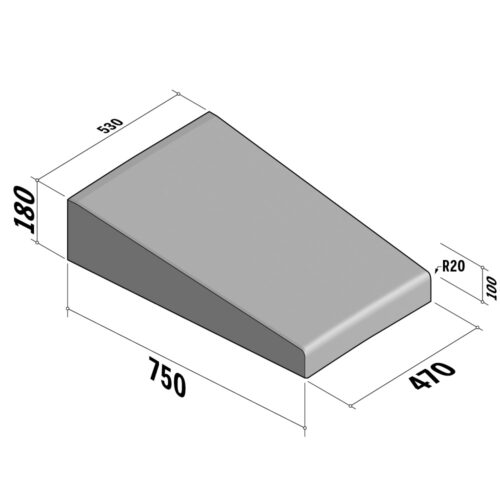 Highway 130-150 Entry | 750x180 | Entry Radius | L-470 | Internal | 6m | Half-Battered | SQ