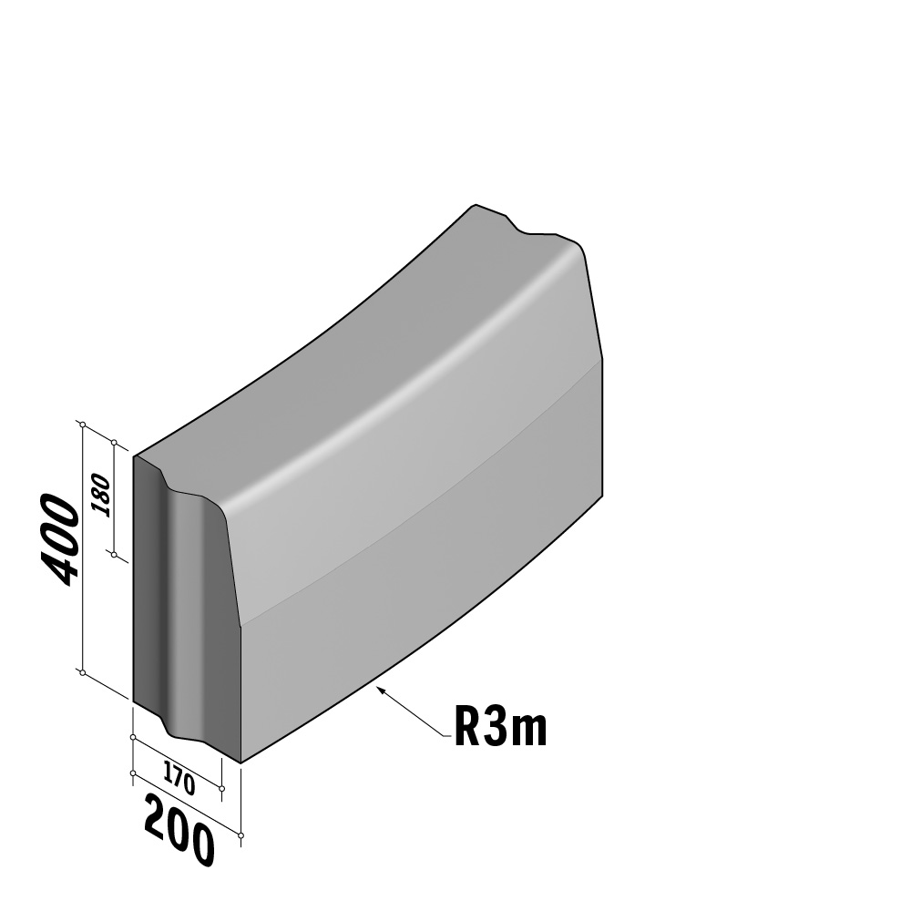 Highway 170-200x400 | 170-200x400 | Radius | L-785 | External | 3m | Half-Battered | VB