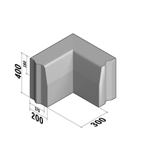 Highway 170-200x400 | 170-200x400 | Return Corner | L-300 | Internal | 90° | Half-Battered | VB
