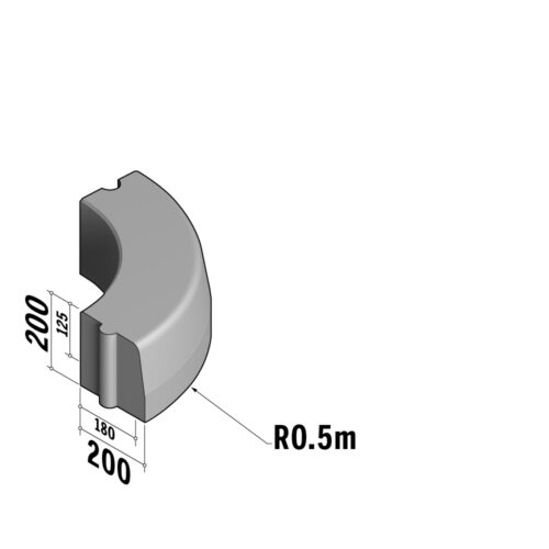 Highway 180-200x200 HD | 180-200x200 HD | Radius | L-785 | External | 0.5m | Half-Battered | HD